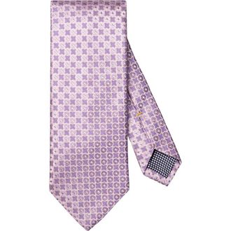 Eton Geometric Silk Tie in Light Purple at Nordstrom
