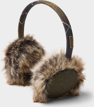 Barbour Womens Faux-fur tartan ear muffs