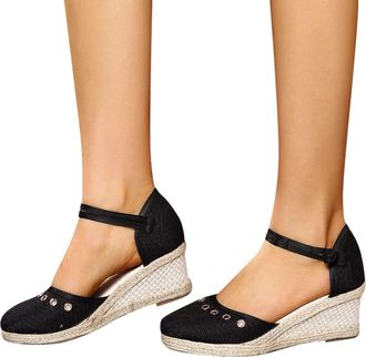 Generic Womens Closed Toe Sandals Women Summer Sandals Casual Ankle Strap Closed Toe Espadrilles Wedge Sandals