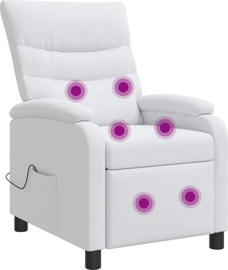 vidaXL Silla De Masajes Reclinable Blanco Tela Vidaxl