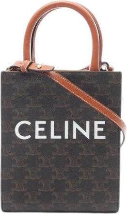 Celine Pre-owned Mini Vertical Cabas Triomphe PVC Coated Canvas 2way Handbag - Pre-owned - Mujer - Marr&oacute;n - ONE SIZE