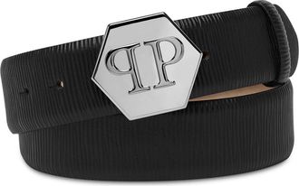 Philipp Plein Hexagon Riem - Dames - Riemen - Zwart - 90 CM - Leer - Accessoires