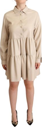 Jucca Leather Long Sleeves Colla A-line MiniWomens Dress (Pre-Owned)