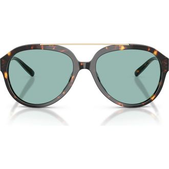 Tory Burch 56mm Pilot Sunglasses in Brown Tortoise /Petrol Green at Nordstrom
