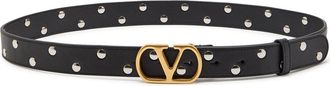 Valentino Garavani Vlogo Stud-embellished Leather Belt - Black - 90 (S)