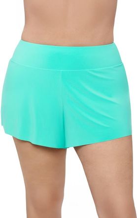 Aqua Green Plus Size High Waist Beach Short Swimsuit Bottom in Midori at Nordstrom, Size 1X