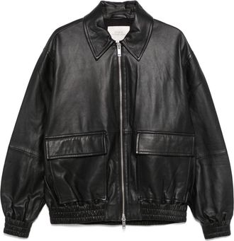 STUDIO NICHOLSON Leather Bomber Jacket - Mens - Lambskin/Viscose