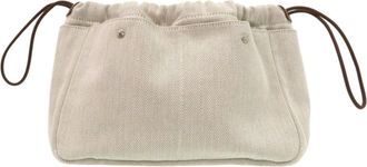 Herm&egrave;s Natural Toile Chevron Leather Pouch (Pre-Owned)