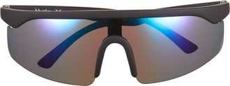 Hurley Polarized Flat Top Shield Sunglasses in Rubberized Black at Nordstrom Rack
