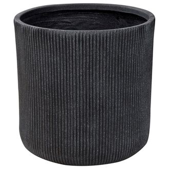 Beliani Maceta Exterior Superficie Estriada Redonda Piedra Fibra Arcilla 45x45x45 Cm Gris Oreoi
