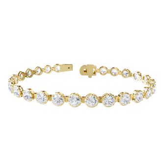 Diamond2Deal 14k Yellow Gold 10.30 Ct Round Lab Grown Diamond Tennis Bracelet 7 VVS-VS, E-F