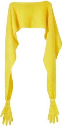 Moschino Capes, female, Yellow, Size: ONE SIZE Yellow Mohair Stole with Functional Gloves