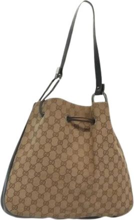 Gucci Pre-owned Bucket Bags, female, Beige, Size: ONE SIZE Pre-owned Canvas gucci-bags