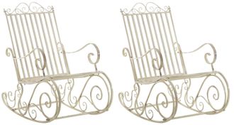 Clp Clp - Set De 2 Mecedoras De Hierro Smilla Crema Antiguo