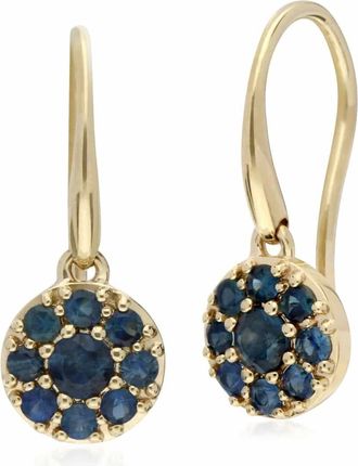 Gemondo Cluster Round Sapphire Circle Fish Hook Drop Earrings in 9ct Yellow Gold