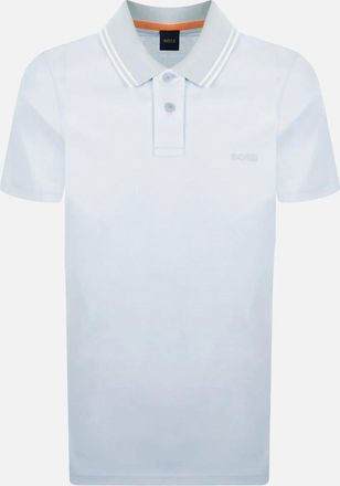 HUGO BOSS Mens BOSS Relaxed Fit Oxford Piqué New Polo Shirt Light Pastel Grey - White - Size: 40