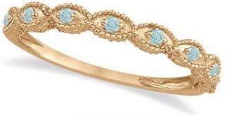 Allurez Antique Marquise Shape Aquamarine Wedding Ring 14k Rose Gold (0.18ct)