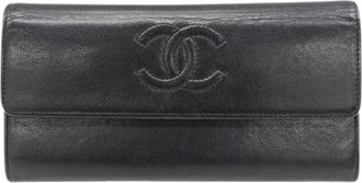 Chanel Pre-owned Vintage Portemonnee - Dames - Vintage Accessoires - Zwart - ONE Size - Leer - Vintage