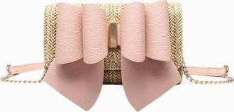 Like Dreams Womens Bonnie Straw Wallet Bowtie Crossbody Bag In Pink