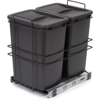 Emuca Contenedor De Reciclaje Para Fijaci&oacute;n Inferior Y Extracci&oacute;n Manual En Mueble De Cocina Recycle 2x35litros, Pl&aacute;stico Gris Antracita - Emuca