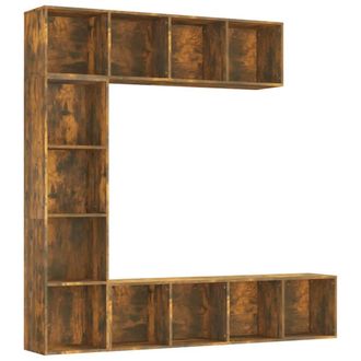 Berkfield Home 3 Piece Book/TV Cabinet Set Smoked Oak 180x30x180 cm in Brown | Size: 180 x 30 x 180 cm