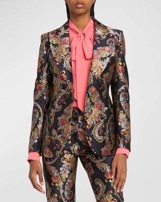 Etro Floral Brocade Single-Breasted Blazer