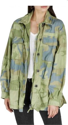 Free People Lead The Way Camo Jacket In Lime Combo