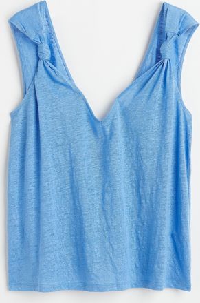 H&M Leinentop mit V-Ausschnitt - Blue