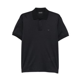 Emporio Armani Polo Shirt met korte mouwen van Katoen Lyocell - Heren - Polos - Blauw - 2XL - Katoen - Tops