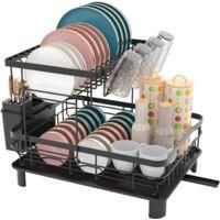 OEM Escurridor De Platos Sobre El Fregadero, Escurridor De Platos De Doble Capa Con Plato De Drenaje, Puerta Con Boquilla Giratoria De 360&deg;, Escurridor De