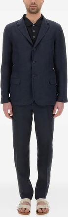 120% Lino Completo monopetto - Blu