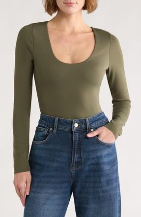 Good American Sculpting Scoop Neck Bodysuit in Fatigue001 at Nordstrom Rack, Size X-Small