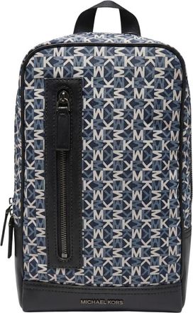 Michael Kors Lautner Logo Print Sling Pack - Heren - Schoudertassen - Blauw - ONE Size - Polyester - Tassen