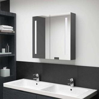 vidaXL Armario De Ba&ntilde;o Con Espejo Y Led Gris 62x14x60 Cm Vidaxl
