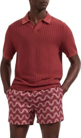 Bugatchi Cruz Print Swim Trunks in Rio Red at Nordstrom, Size Xx-Large