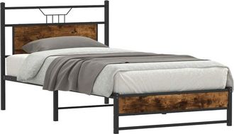 vidaXL Estructura de cama sin colchón madera roble ahumado 100x190 cm Vidaxl