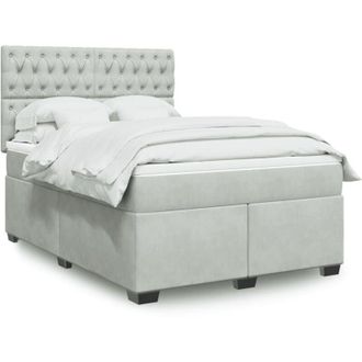 vidaXL Vidaxl - Cama Box Spring Con Colch&oacute;n Terciopelo Gris Claro 140x190 Cm