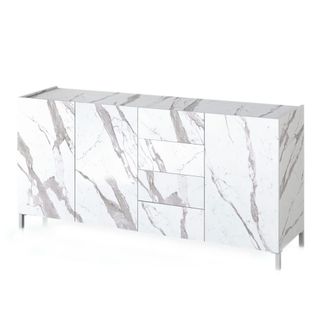 Oresteluchetta Aparador melam&iacute;nico efecto m&aacute;rmol blanco, 174x40x84 cm