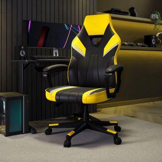 X Rocker Tempest Ergonomic PC Office Gaming Chair with Extra Wide Seat in Yellow