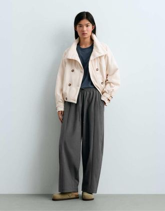 Oysho pantaloni balloon grigi in lana 13%-Grigio