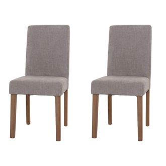 Hhg Lote De 2 Sillas De Comedor Littau, Silla De Cocina Respaldo Alto, Tela/textil Chenilla Madera, Gris Claro, Patas Color Natural