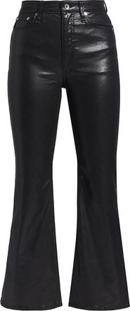 Rag & Bone Women Casey High Rise Ankle Flare Jeans Stretch Coated Denim Black
