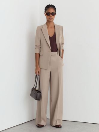 Reiss Stone Neutral Wide-leg Suit Trousers, 18L