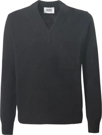 Alpha Studio Maglione Girocollo - - Knitwear - Uomo - Nero - 3XL