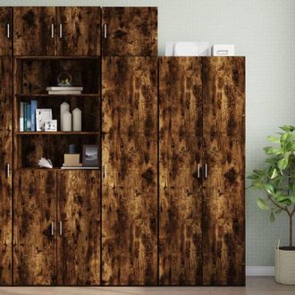 vidaXL Slim Storage Cabinet Smoked Oak 45x42.5x225 cm Engineered Wood Vidaxl