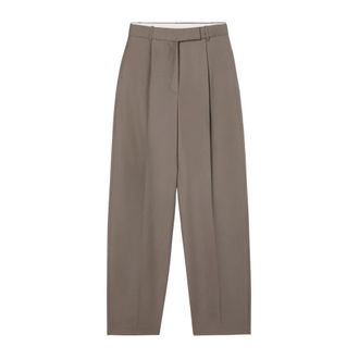 R&oacute;he Daria Single Pleat Tapered Broeken - Dames - Broeken - Bruin - Maat: S Zijde