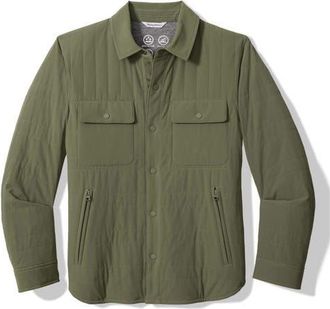 Tommy Bahama Layton Water Repellent Quilted Shirt Jacket in Beetle Green at Nordstrom, Size Xx-Large