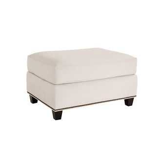 Ballard Designs Tate Upholstered Storage Ottoman with Pewter Nailheads - Ballard Designs