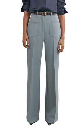 Reiss Priya Patch Pocket Wide Leg Pants in Blue at Nordstrom, Size 10 Us