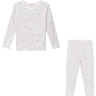 Fragile Mesh Print 2 Piece Set Long Sleeve Top & Pants in White/blossom at Nordstrom, Size 18M